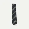 Navy, Green And White Double Stripe Silk Grenadine Tie -Drakes Shop DR1AAR23137 01252 2