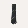 Navy, Green And White Stripe Silk Grenadine Tie -Drakes Shop DR1AAR23137 03252 2