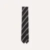 Black And Grey Sandwich Stripe Hand Rolled Shetland Wool Tie -Drakes Shop DR1AAR23579 02102 2