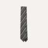 Grey And Navy Sandwich Stripe Hand Rolled Shetland Wool Tie -Drakes Shop DR1AAR23579 03602 2