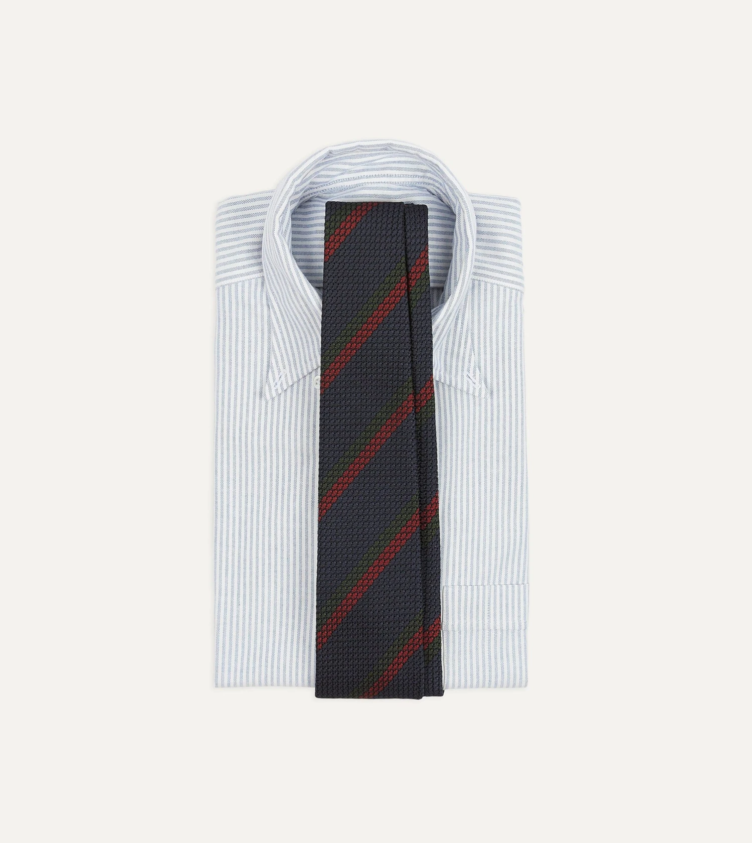 Navy And Red Block Stripe Hand Rolled Silk Grenadine Tie 4 Navy And Red Block Stripe Hand Rolled Silk Grenadine Tie - Image 2