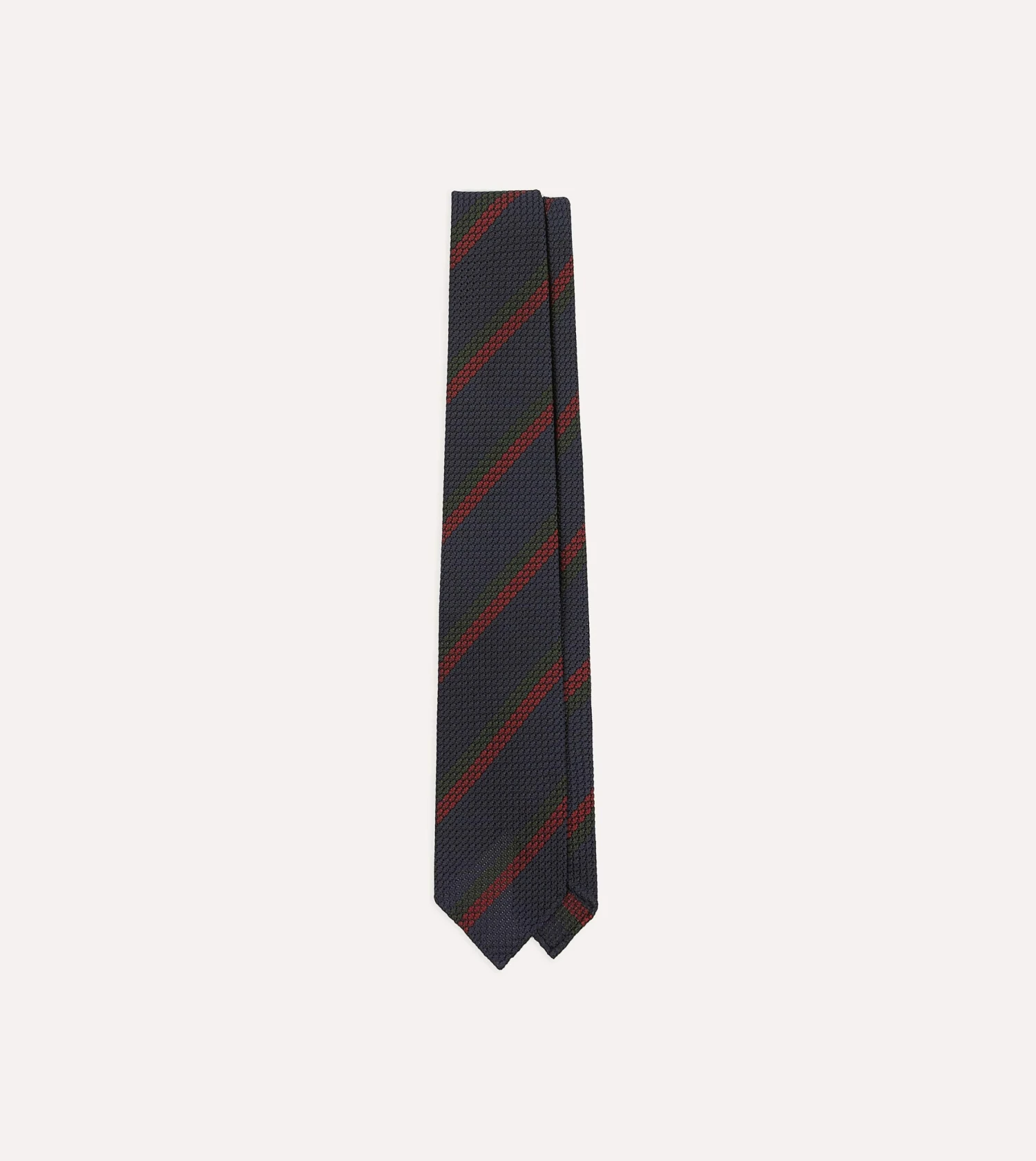 Navy And Red Block Stripe Hand Rolled Silk Grenadine Tie 3 Navy And Red Block Stripe Hand Rolled Silk Grenadine Tie