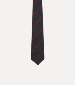 Navy And Red Block Stripe Hand Rolled Silk Grenadine Tie 8 Navy And Red Block Stripe Hand Rolled Silk Grenadine Tie -Drakes Shop DR1AAR23580 02252 3