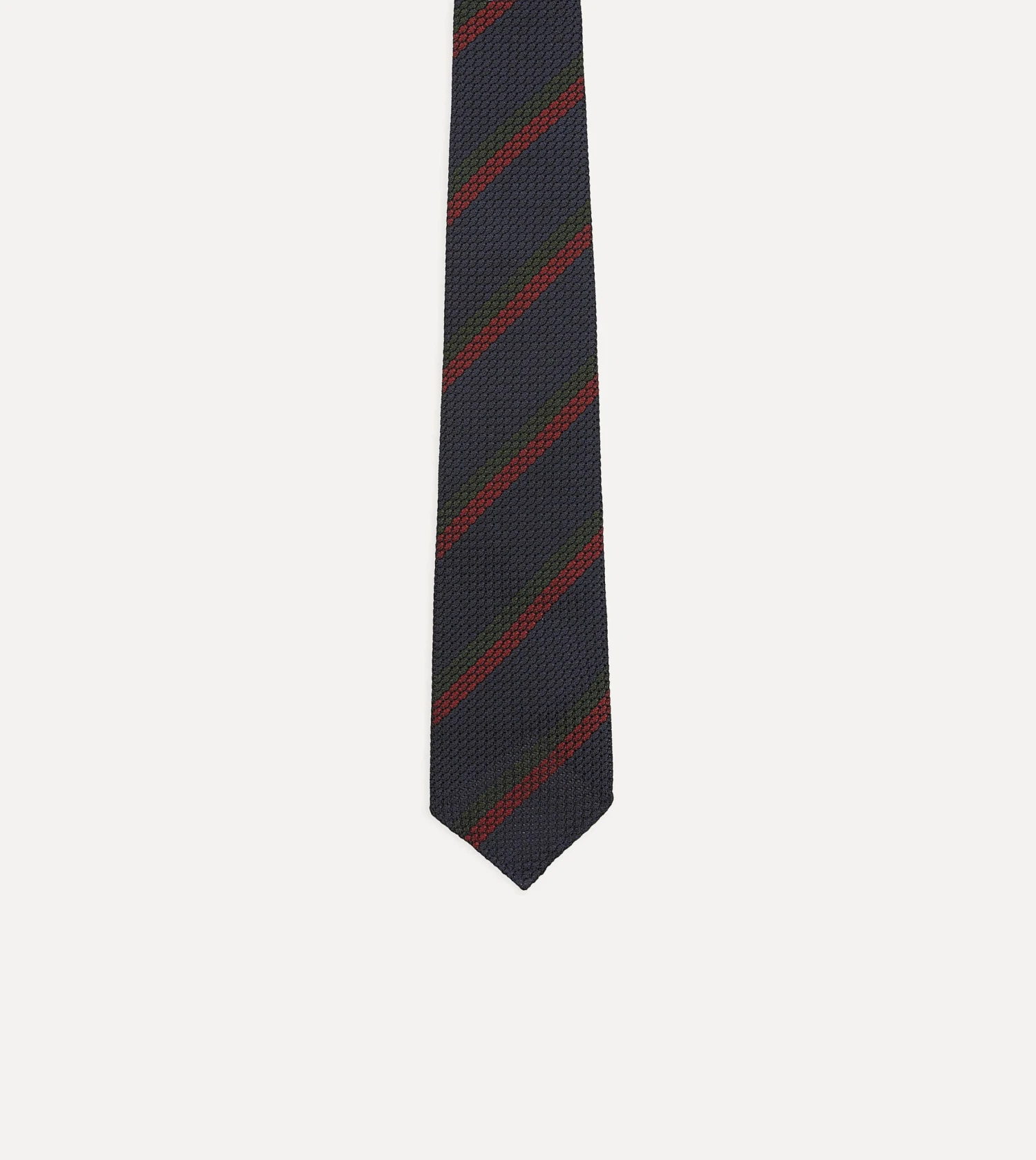 Navy And Red Block Stripe Hand Rolled Silk Grenadine Tie 5 Navy And Red Block Stripe Hand Rolled Silk Grenadine Tie - Image 3