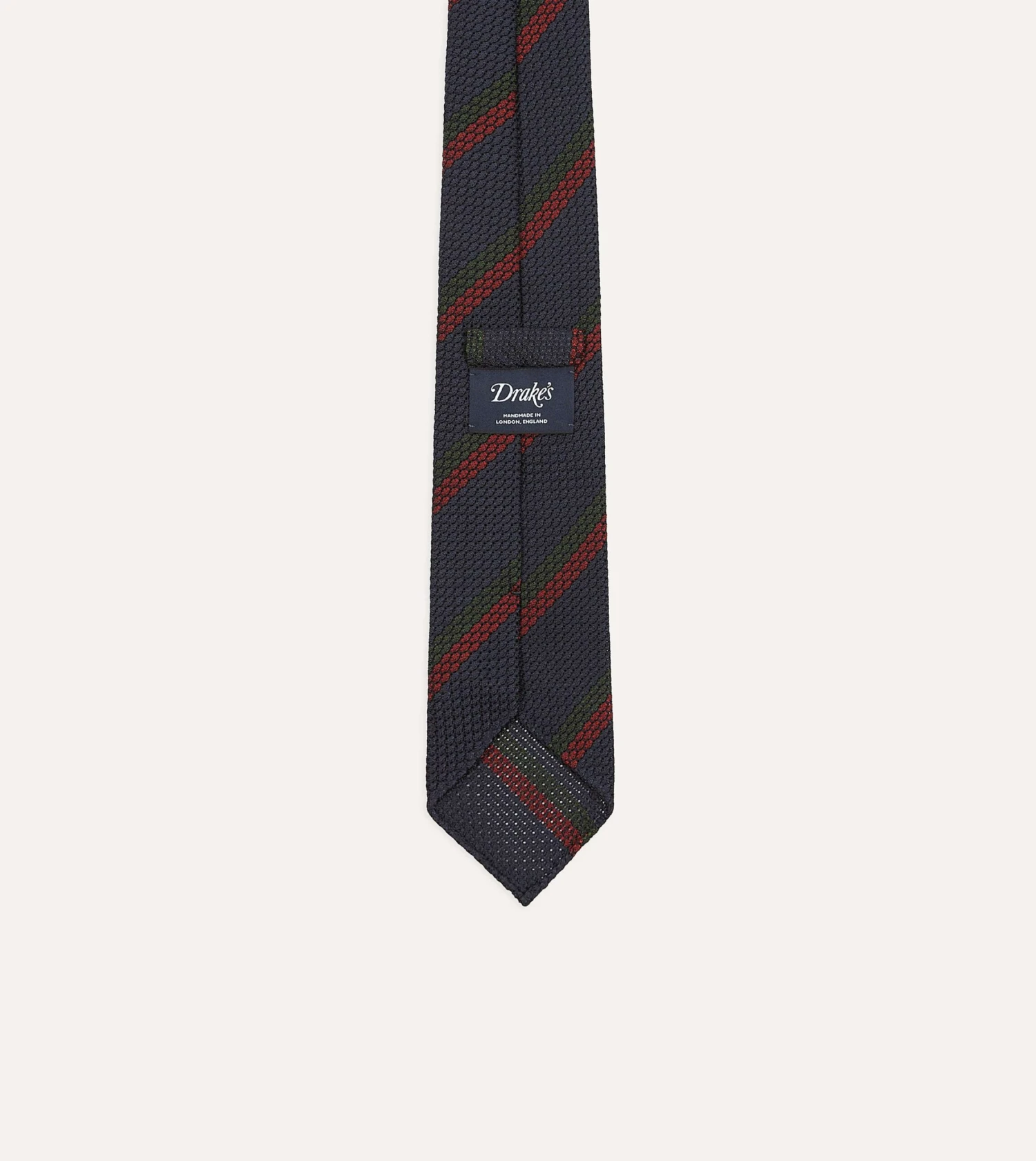 Navy And Red Block Stripe Hand Rolled Silk Grenadine Tie 6 Navy And Red Block Stripe Hand Rolled Silk Grenadine Tie - Image 4