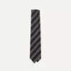 Navy And Silver Stripe Hand Rolled Large Knot Grenadine Tie