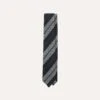 Black And Grey Multi Stripe Hand Rolled Wool Tie -Drakes Shop DR1AAR23585 01102 2