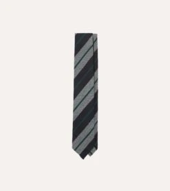 Black And Grey Multi Stripe Hand Rolled Wool Tie