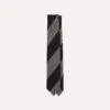 Grey And Black Block Stripe Hand Rolled Wool Tie -Drakes Shop DR1AAR23585 02602 2