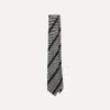 Grey And Black Double Stripe Hand Rolled Wool Tie -Drakes Shop DR1AAR23585 03602 2
