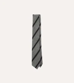 Grey And Black Double Stripe Hand Rolled Wool Tie