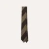 Brown And Ecru Block Stripe Hand Rolled Wool Tie -Drakes Shop DR1AAR23587 01302 2