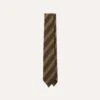 Brown And Green Sandwich Stripe Hand Rolled Wool Tie