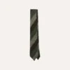 Brown And Green Thick Stripe Herringbone Hand Rolled Shetland Wool Tie -Drakes Shop DR1AAR23589 01402 2