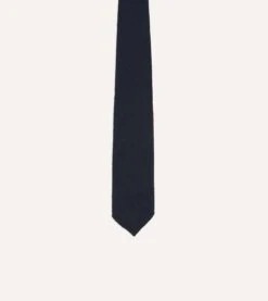 Navy Shantung Silk Tipped Tie -Drakes Shop DR1AAR24098 01 250 3