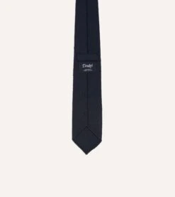 Navy Shantung Silk Tipped Tie -Drakes Shop DR1AAR24098 01 250 4