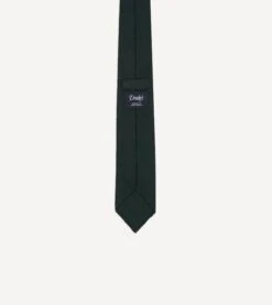 Green Shantung Silk Tipped Tie -Drakes Shop DR1AAR24098 03 400 4
