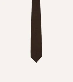 Brown Shantung Silk Tipped Tie -Drakes Shop DR1AAR24098 04 250 3