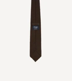 Brown Shantung Silk Tipped Tie -Drakes Shop DR1AAR24098 04 250 4