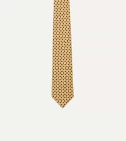 Yellow Square Medallion Print Silk Foulard Self Tipped Tie -Drakes Shop DR1AAS20011 05501 3