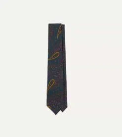 Teal And Purple Large Paisley Print Madder Silk Self Tipped Tie