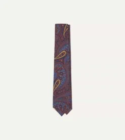Red And Blue Large Paisley Print Madder Silk Self Tipped Tie