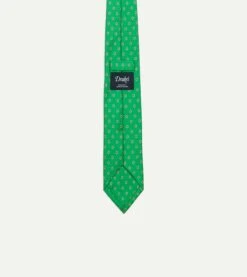 Green Circular Dot Silk Self Tipped Tie -Drakes Shop DR1AAS23190 02401 4