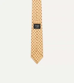 Gold Circular Dot Silk Self Tipped Tie -Drakes Shop DR1AAS23190 03051 4