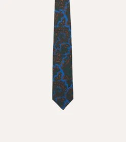 Blue And Green Large Paisley Print Silk Twill Self Tipped Tie 9 Blue And Green Large Paisley Print Silk Twill Self Tipped Tie -Drakes Shop DR1AAS23575 03201 3
