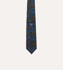 Blue And Green Large Paisley Print Silk Twill Self Tipped Tie 8 Blue And Green Large Paisley Print Silk Twill Self Tipped Tie -Drakes Shop DR1AAS23575 03201 4