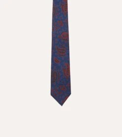 Blue And Red Multi Paisley Print Silk Twill Self Tipped Tie -Drakes Shop DR1AAS23577 01251 3