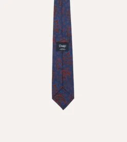 Blue And Red Multi Paisley Print Silk Twill Self Tipped Tie -Drakes Shop DR1AAS23577 01251 4