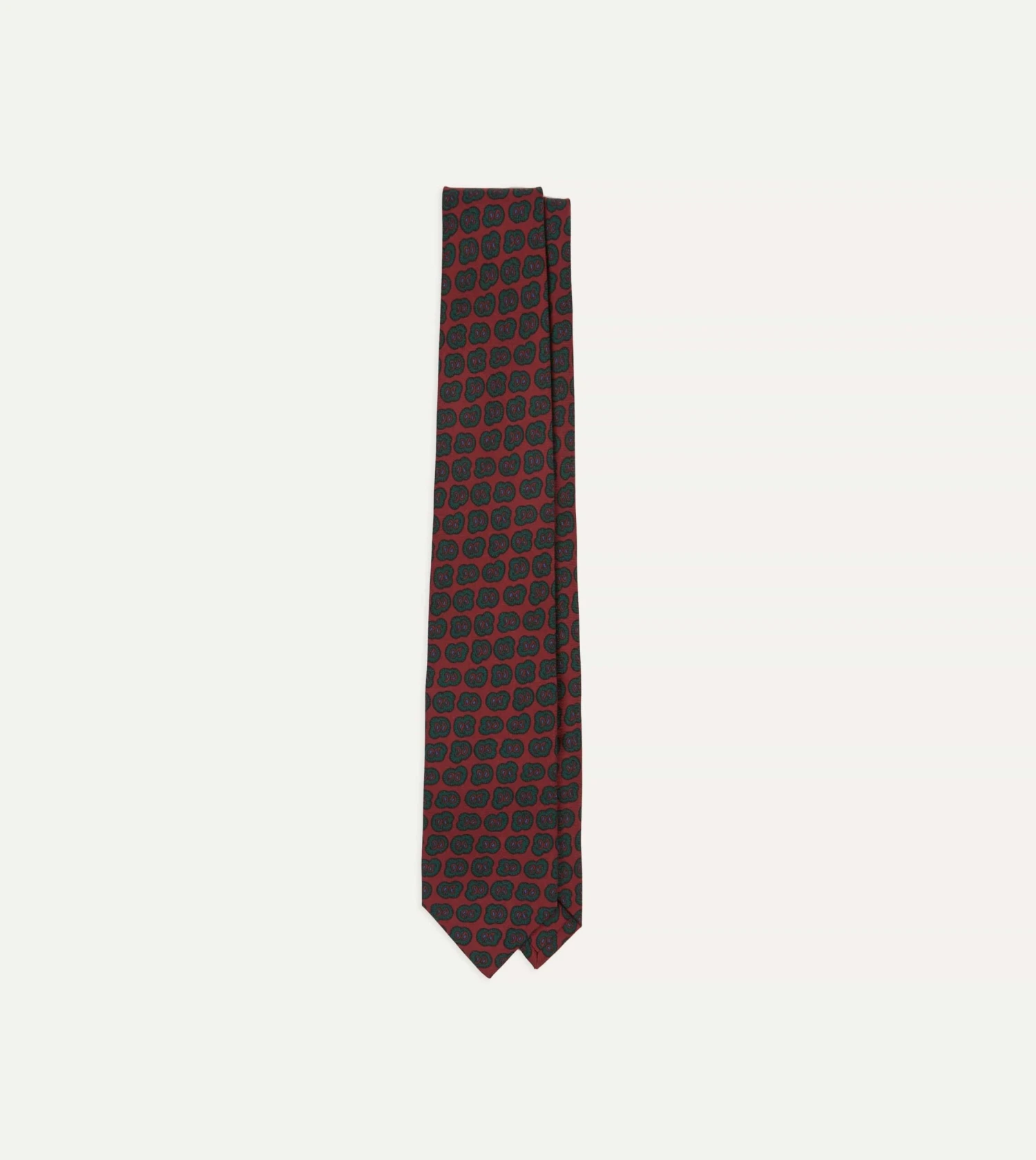 Red And Green Paisley Double Leaf Print Silk Tipped Tie 3 Red And Green Paisley Double Leaf Print Silk Tipped Tie