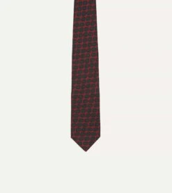 Red And Green Paisley Double Leaf Print Silk Tipped Tie 9 Red And Green Paisley Double Leaf Print Silk Tipped Tie -Drakes Shop DR1AAS24096 01 700 3