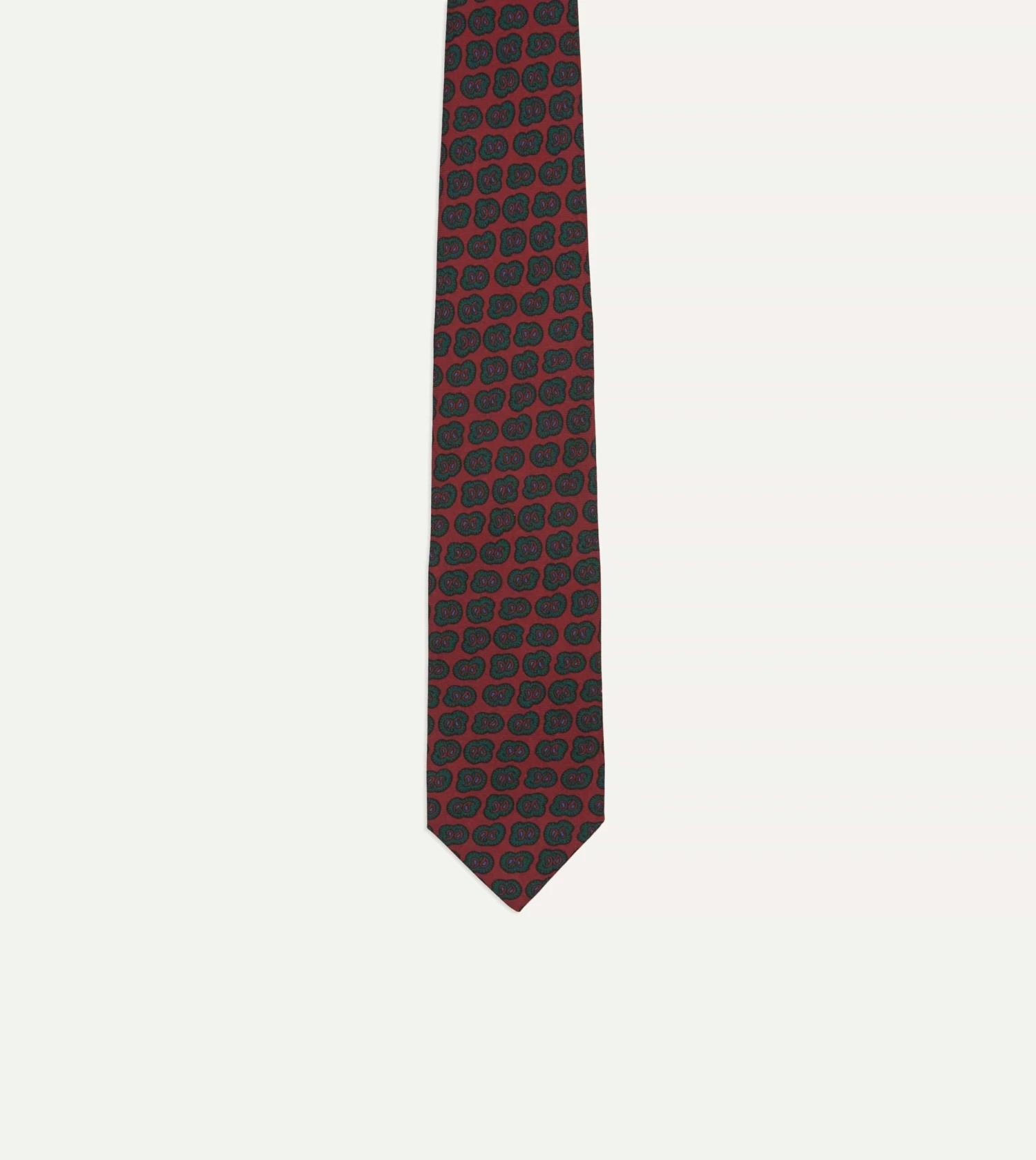 Red And Green Paisley Double Leaf Print Silk Tipped Tie 6 Red And Green Paisley Double Leaf Print Silk Tipped Tie - Image 4