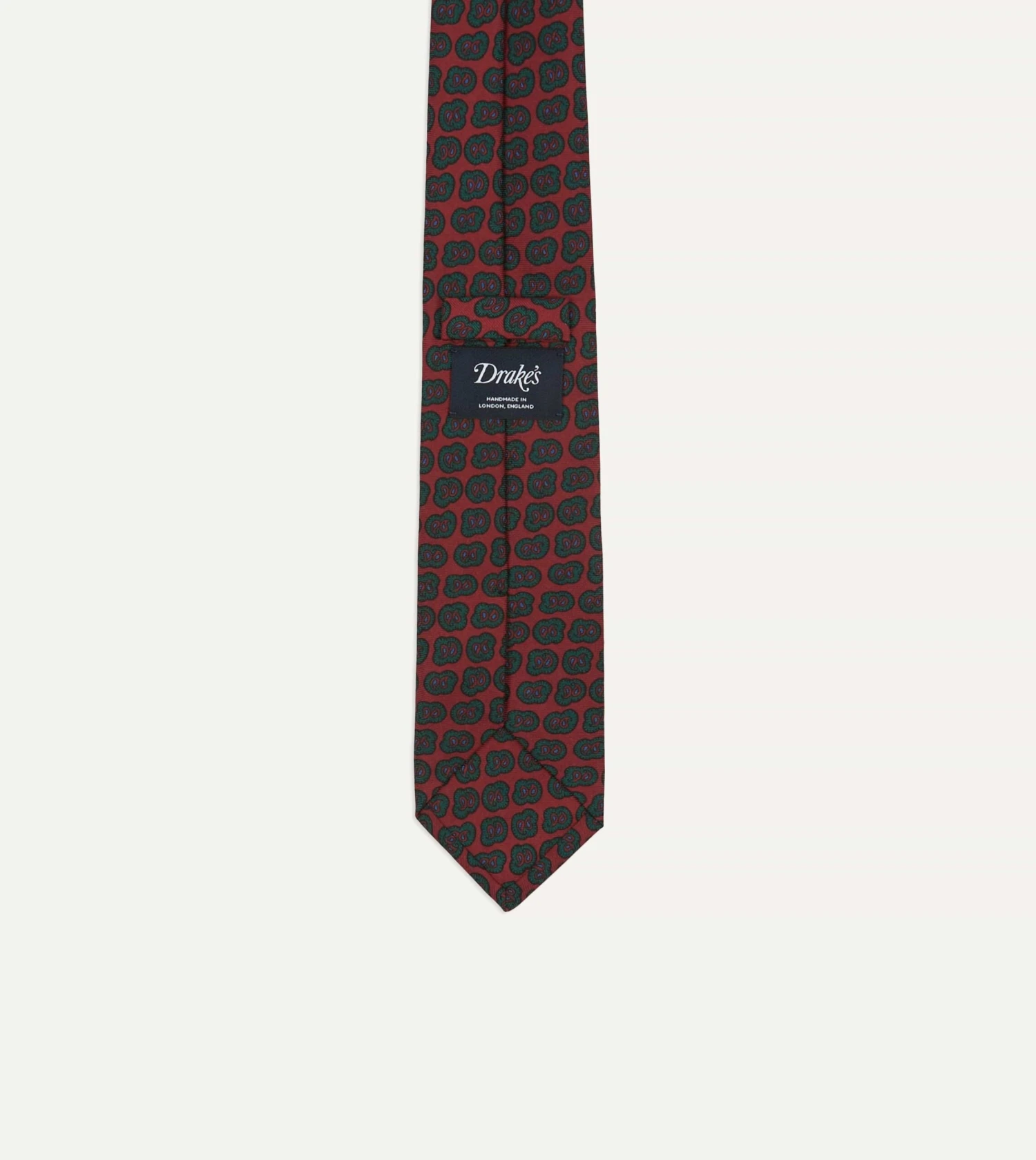 Red And Green Paisley Double Leaf Print Silk Tipped Tie 5 Red And Green Paisley Double Leaf Print Silk Tipped Tie - Image 3
