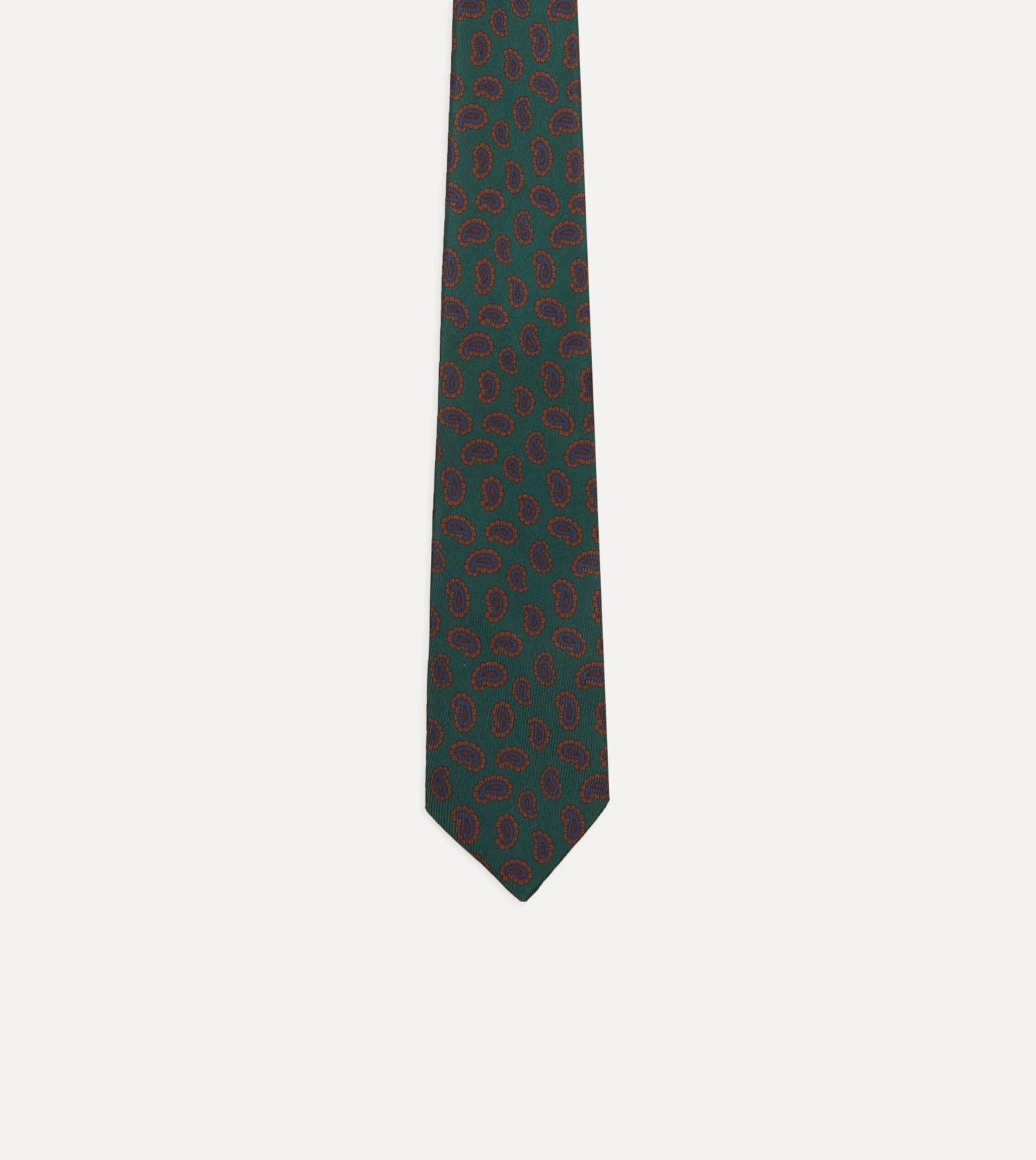 Green Paisley Leaf Print Silk Tipped Tie 6 Green Paisley Leaf Print Silk Tipped Tie - Image 4