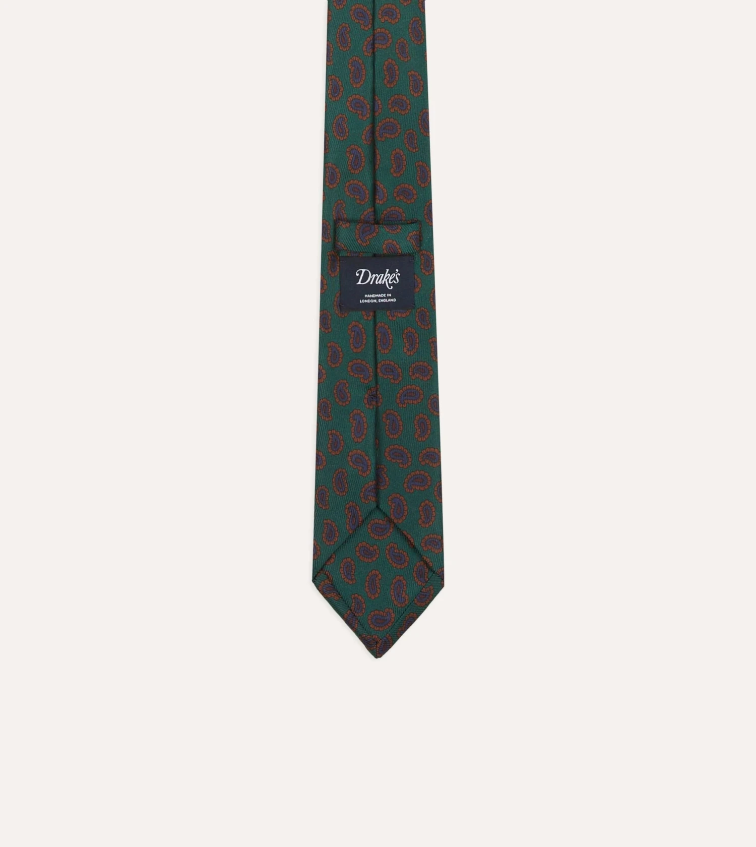 Green Paisley Leaf Print Silk Tipped Tie 5 Green Paisley Leaf Print Silk Tipped Tie - Image 3