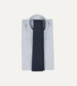 Navy And Red Paisley Print Silk Twill Self Tipped Tie -Drakes Shop DR1AAS24110 01 252 2