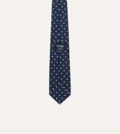 Navy Polka Dot Silk Self-Tipped Tie -Drakes Shop DR1AAS24124 01251 4