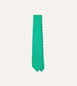 Green Polka Dot Silk Self-Tipped Tie