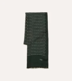 Green Polka Dot Wool Scarf -Drakes Shop DR1AB122214 03401 1