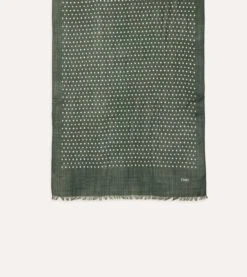 Green Polka Dot Wool Scarf -Drakes Shop DR1AB122214 03401 3