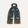 Navy Unicorn Print Wool-Silk Scarf -Drakes Shop DR1AB122217 01251 1