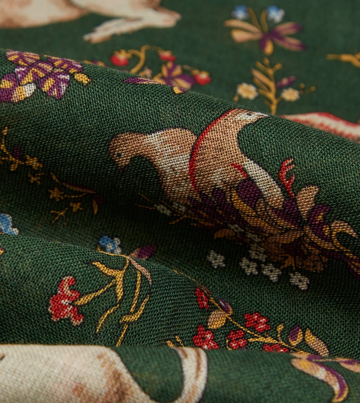 Green Unicorn Print Wool-Silk Scarf 4 Green Unicorn Print Wool-Silk Scarf - Image 2