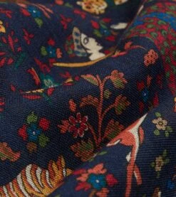 Navy Mughal Hunter Print Wool-Silk Scarf -Drakes Shop DR1AB122218 01251 2