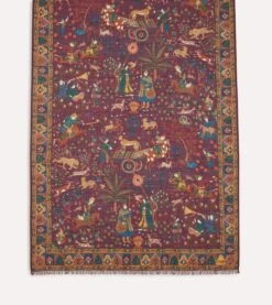 Magenta Mughal Hunter Print Wool-Silk Scarf 9 Magenta Mughal Hunter Print Wool-Silk Scarf -Drakes Shop DR1AB122218 03901 4