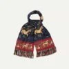Navy Unicorn Print Tubular Silk Tasselled Scarf 2 Navy Unicorn Print Tubular Silk Tasselled Scarf -Drakes Shop DR1AB122221 02 251 1