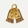 Gold Birds Of Paradise Print Tubular Silk Tasselled Scarf 1 Gold Birds Of Paradise Print Tubular Silk Tasselled Scarf -Drakes Shop DR1AB122222 04501 1