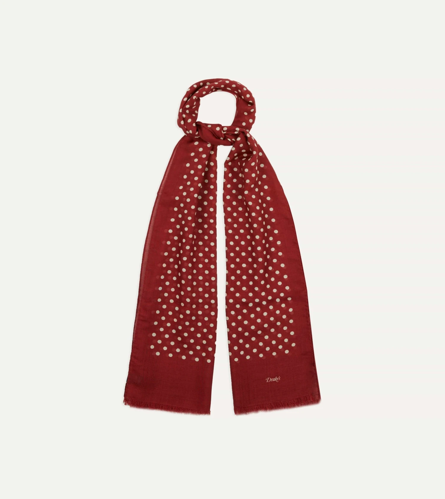 Red Hand-Drawn Polka Dot Wool Scarf 3 Red Hand-Drawn Polka Dot Wool Scarf